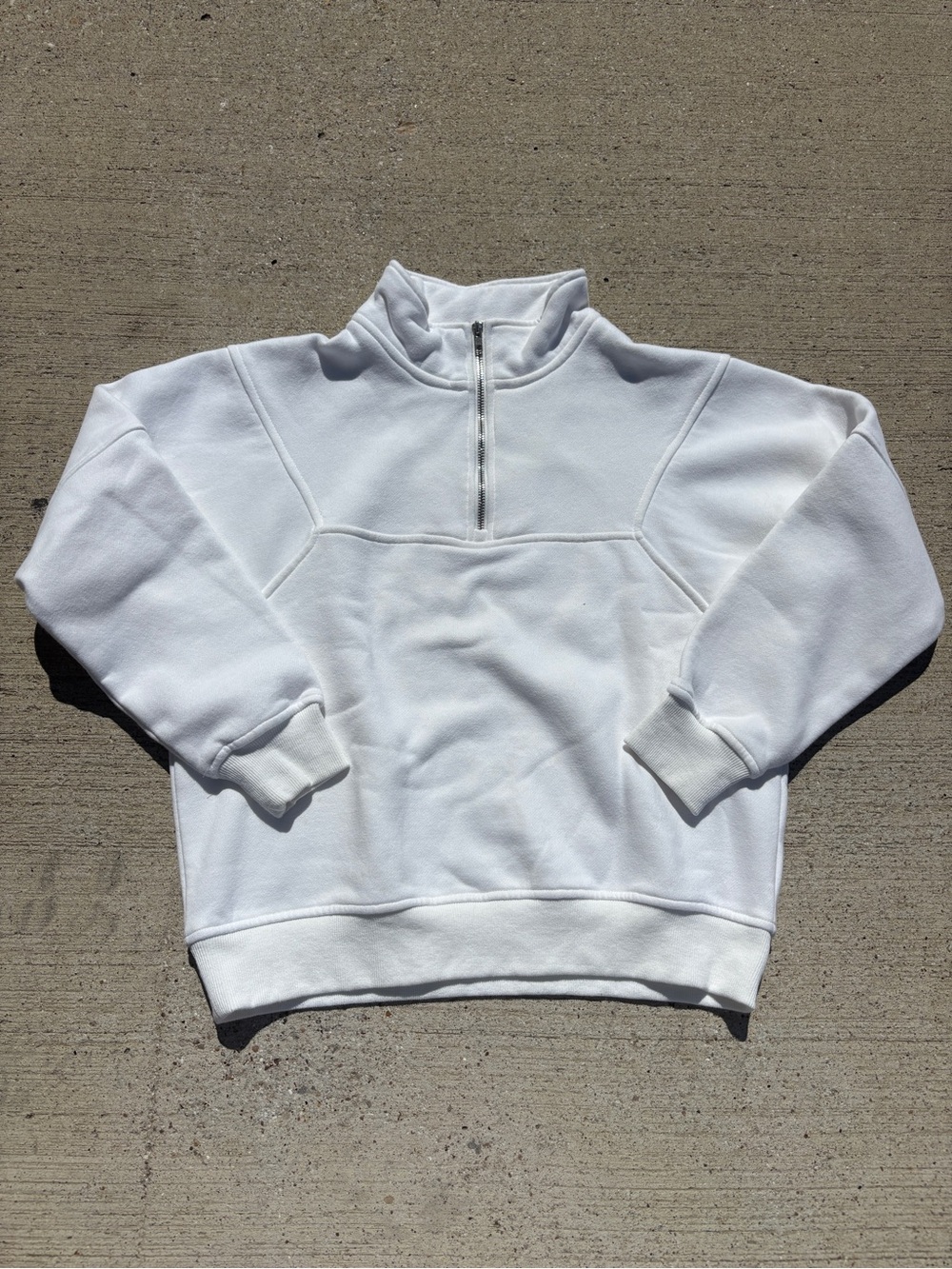 White Quarter-Zip Pullover Sweatshirt